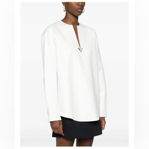 NWT- Valentino White Top with Gold V- Accent